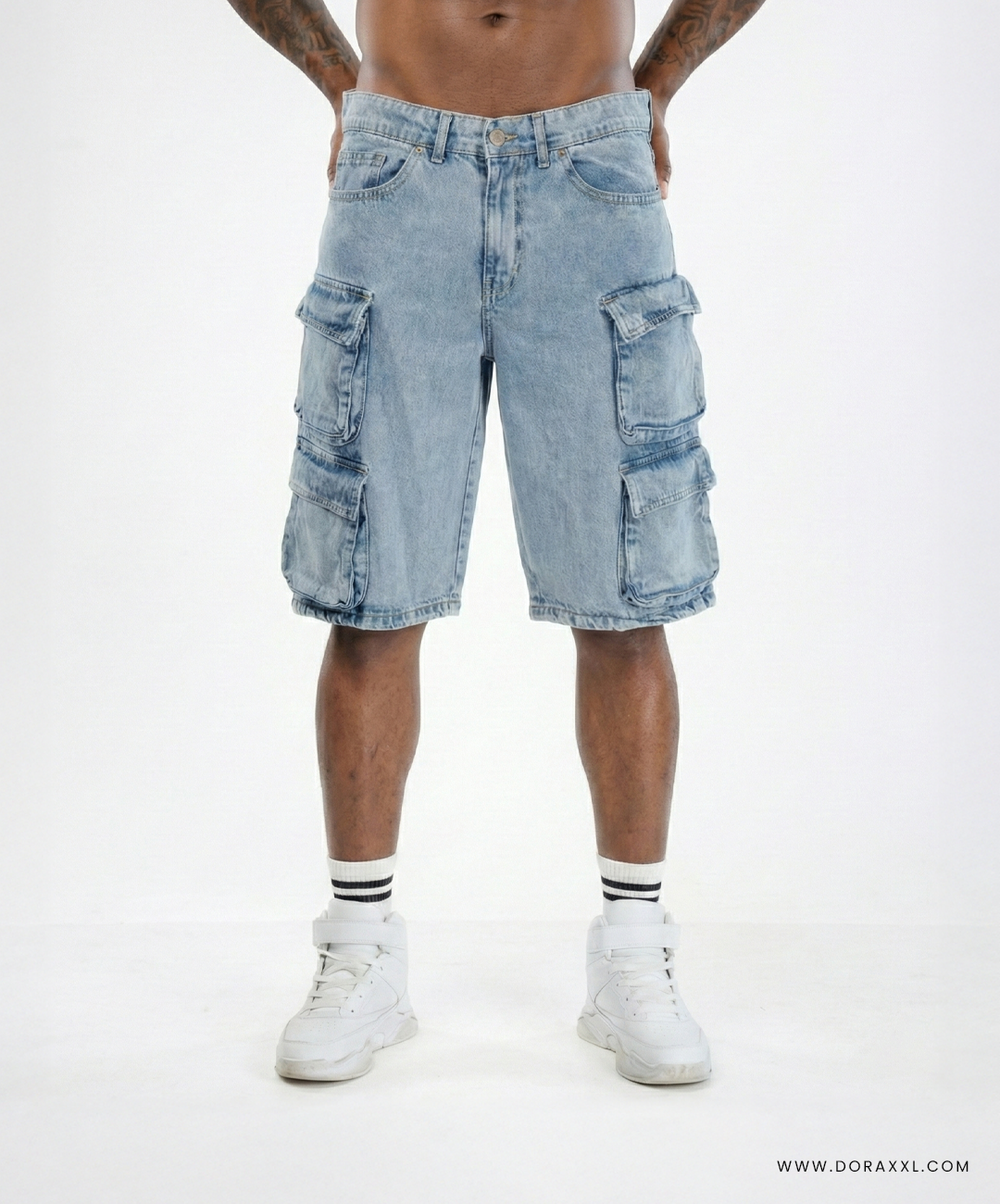 Cargo 4-Pocket Denim Shorts