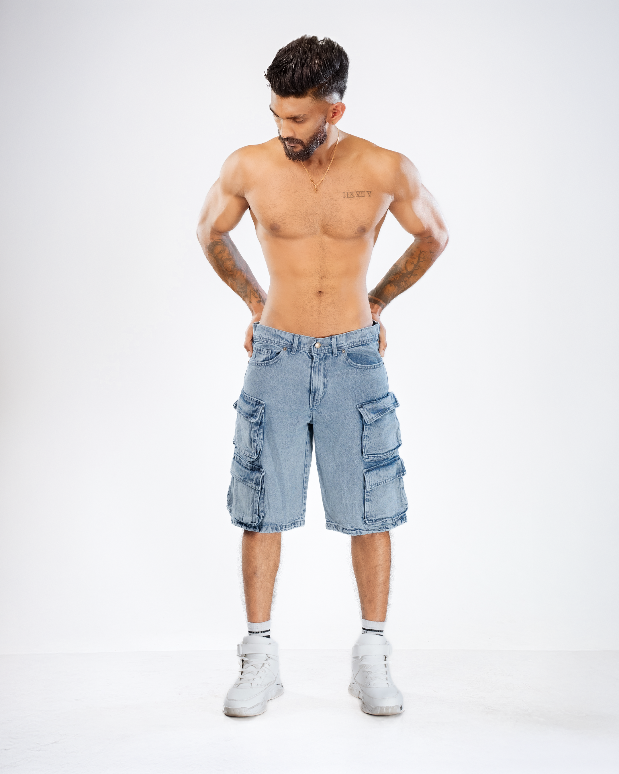 Cargo 4-Pocket Denim Shorts