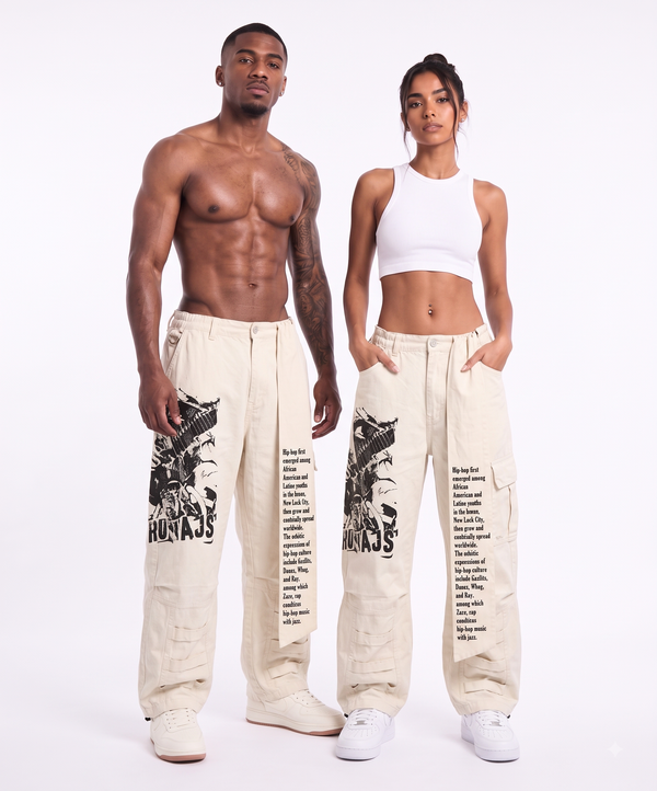 Urban Script Beige Cargo Pant