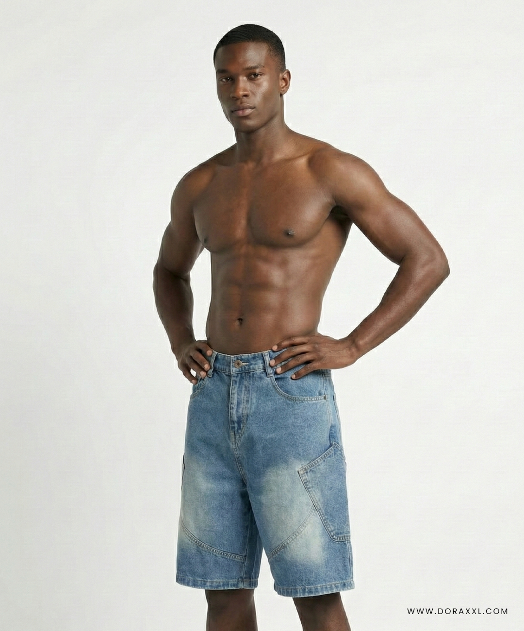 Relaxed Fit Washed Denim Short