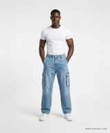 Men’s Light Blue Denim Cargo Jeans