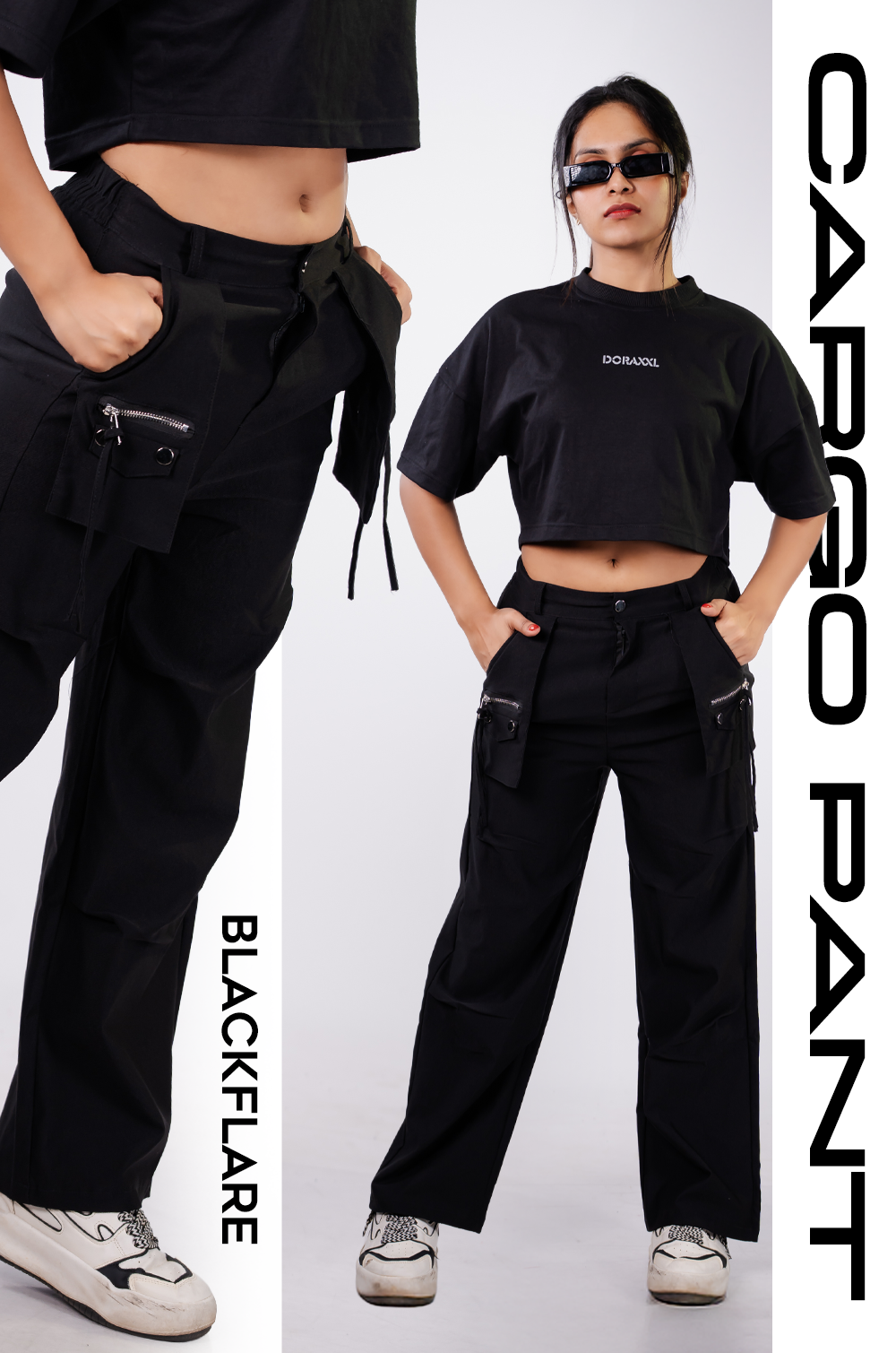 Black Flare Cargo Pant