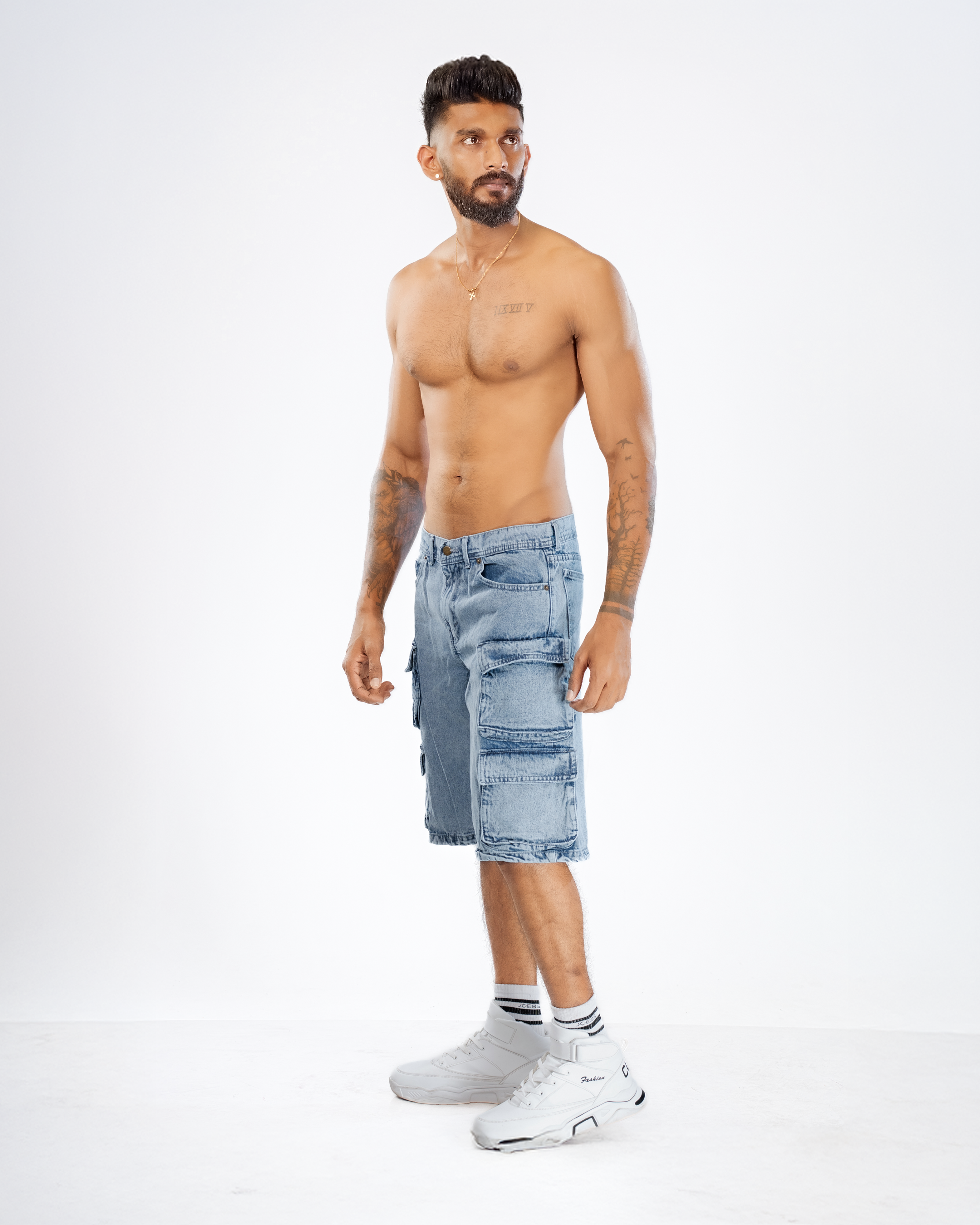 Cargo 4-Pocket Denim Shorts