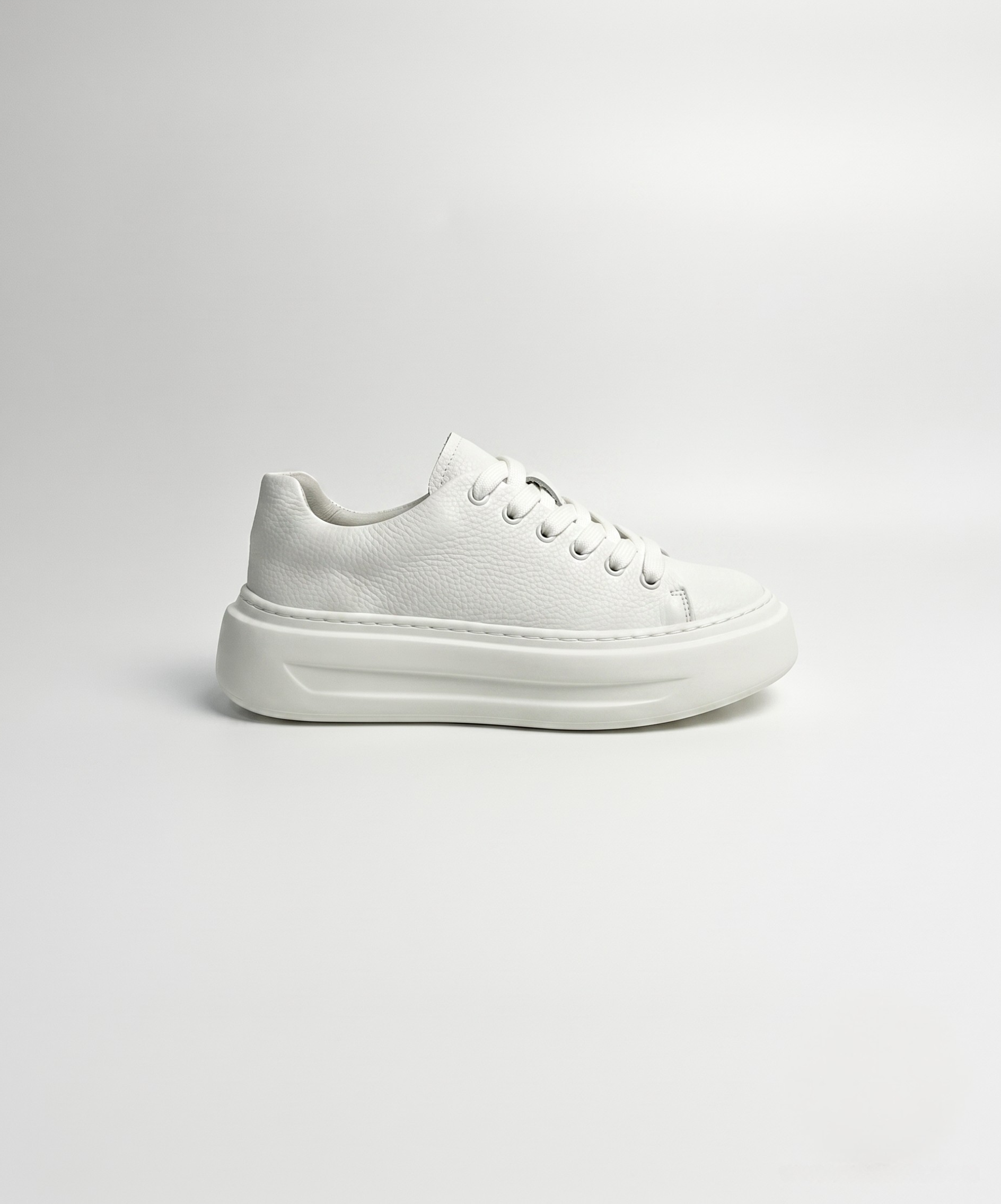 Chunky Sole Leather Sneakers