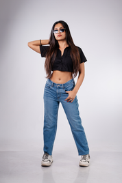 High-Rise Blue Denim Jean