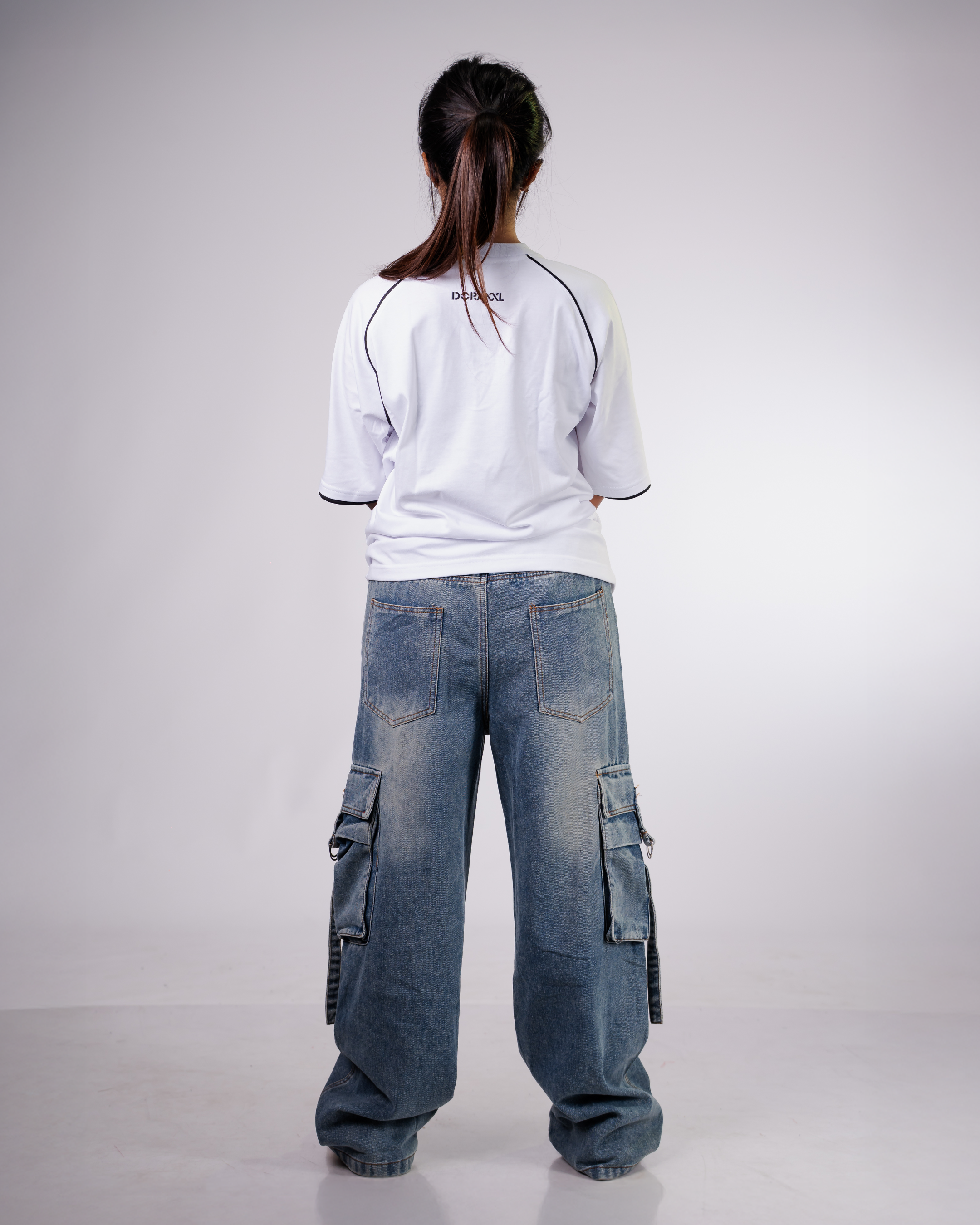 Wide Leg Denim Cargo Pant