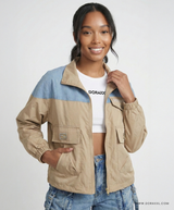 FrostFlex Beige Denim Hoodie Jacket