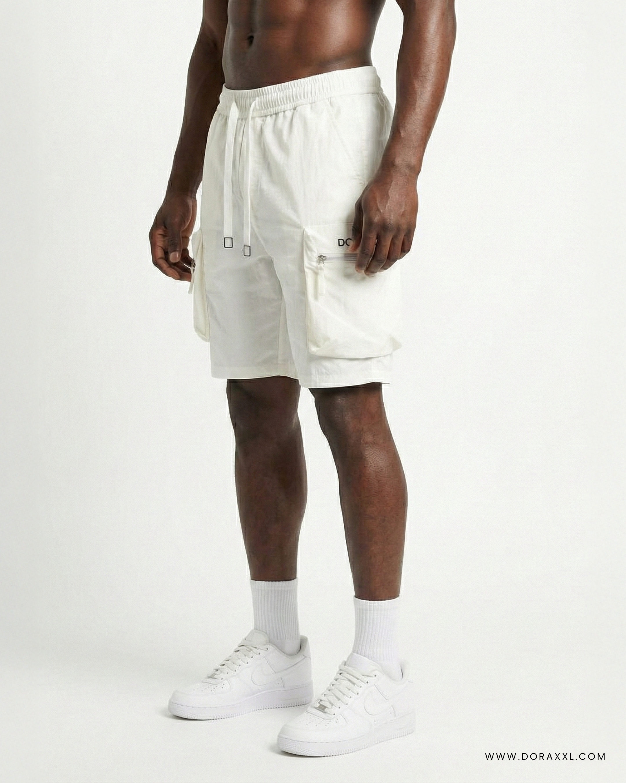 Tactical Utility White Cargo Shorts