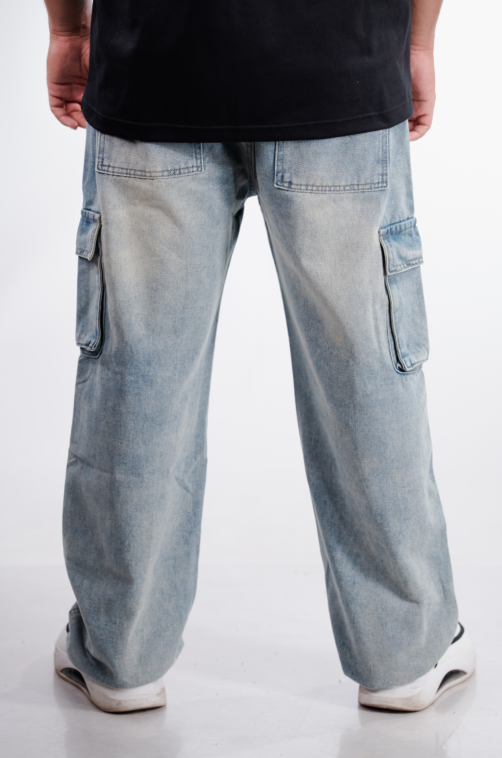 Light Wash Denim Cargo Pant