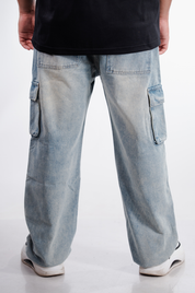 Light Wash Denim Cargo Pant
