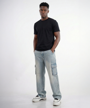 Light Wash Denim Cargo Pant