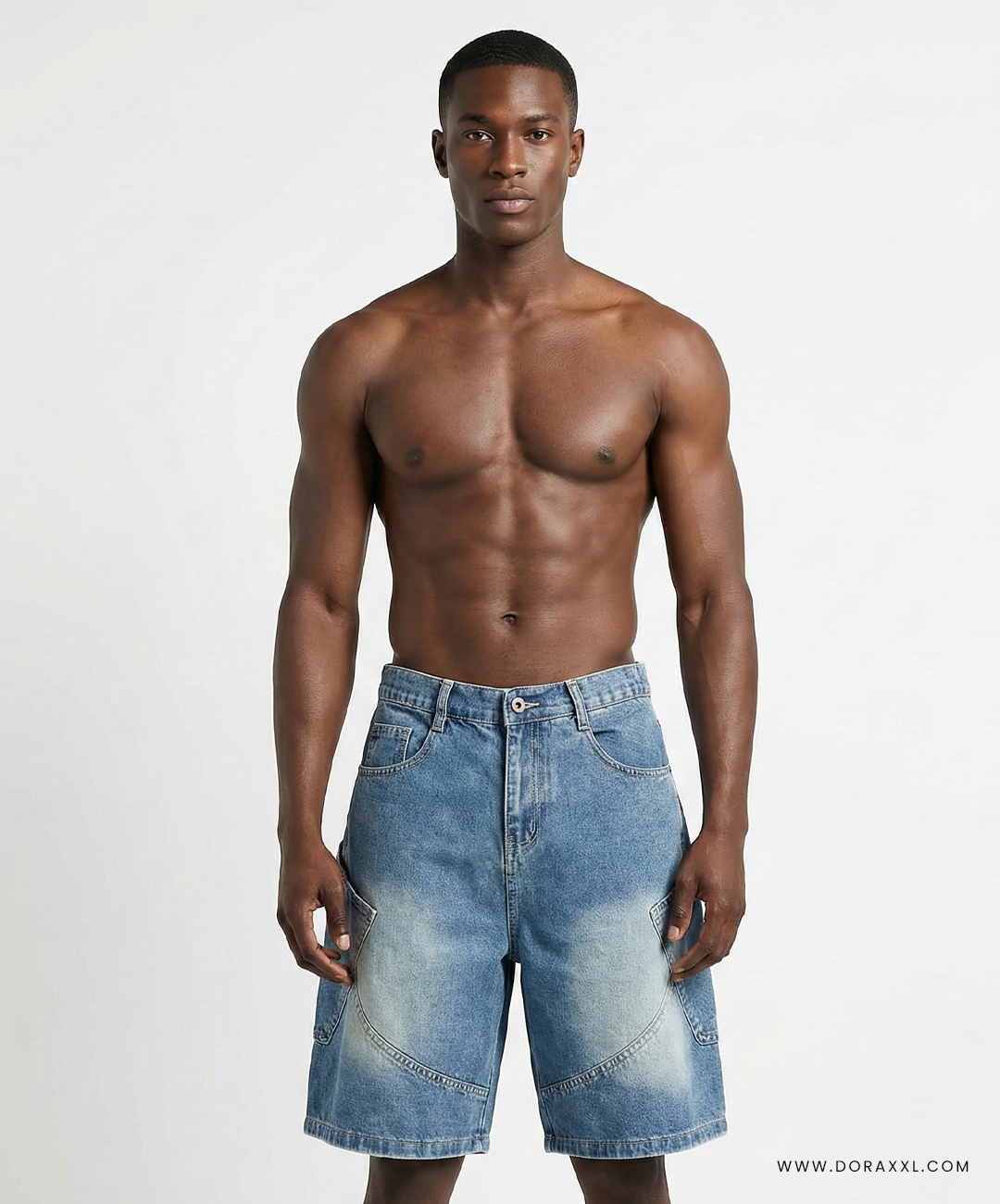 Relaxed Fit Washed Denim Short