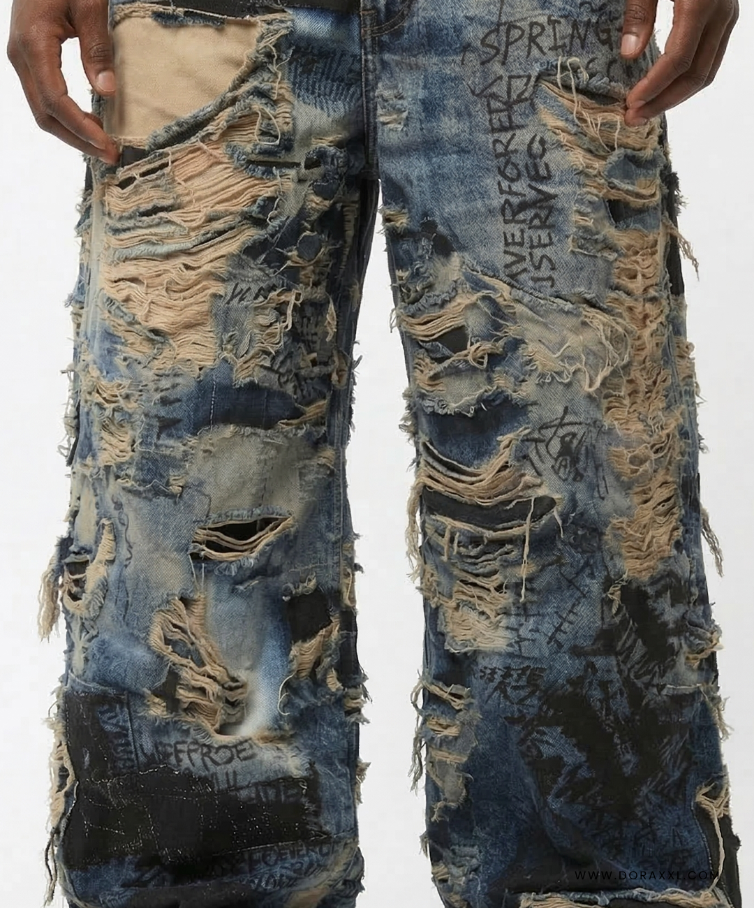 Distressed Urban Patchwork Denim