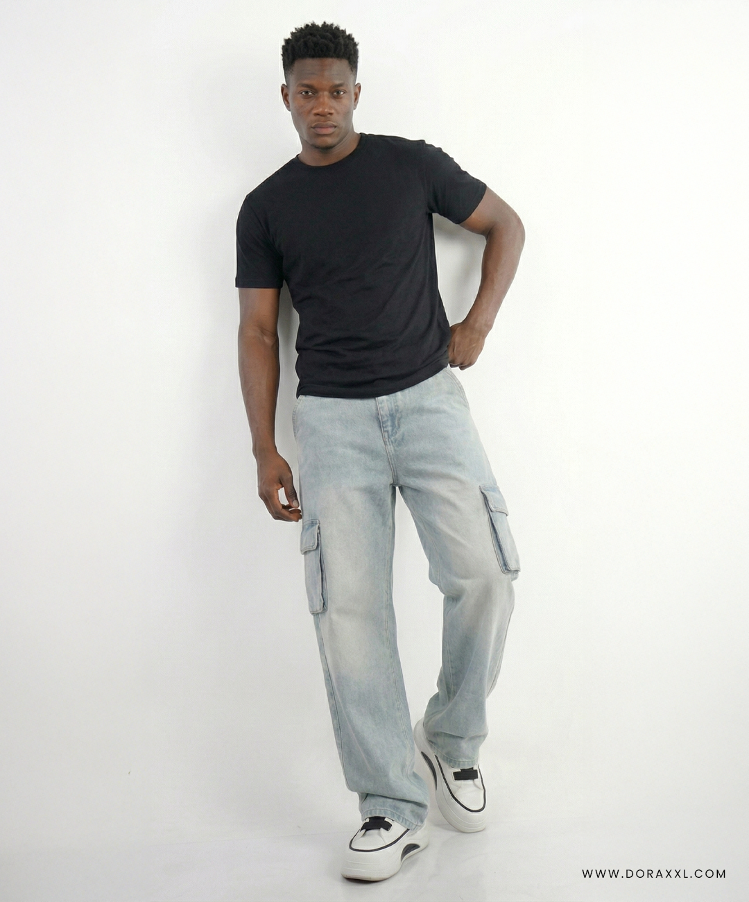 Light Wash Denim Cargo Pant