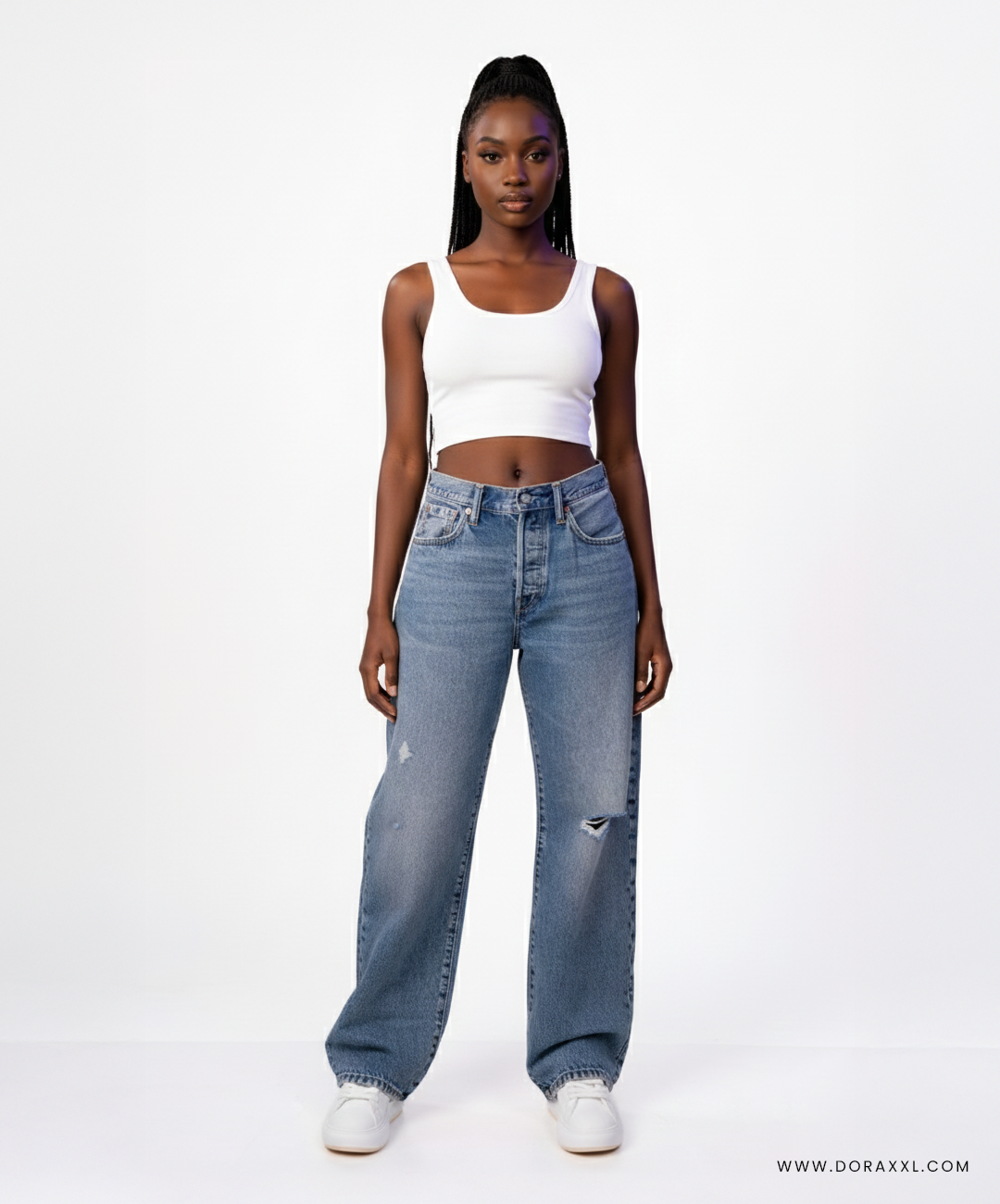 Classic Straight Led Ripped Denim Jean