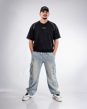 Light Wash Denim Cargo Pant