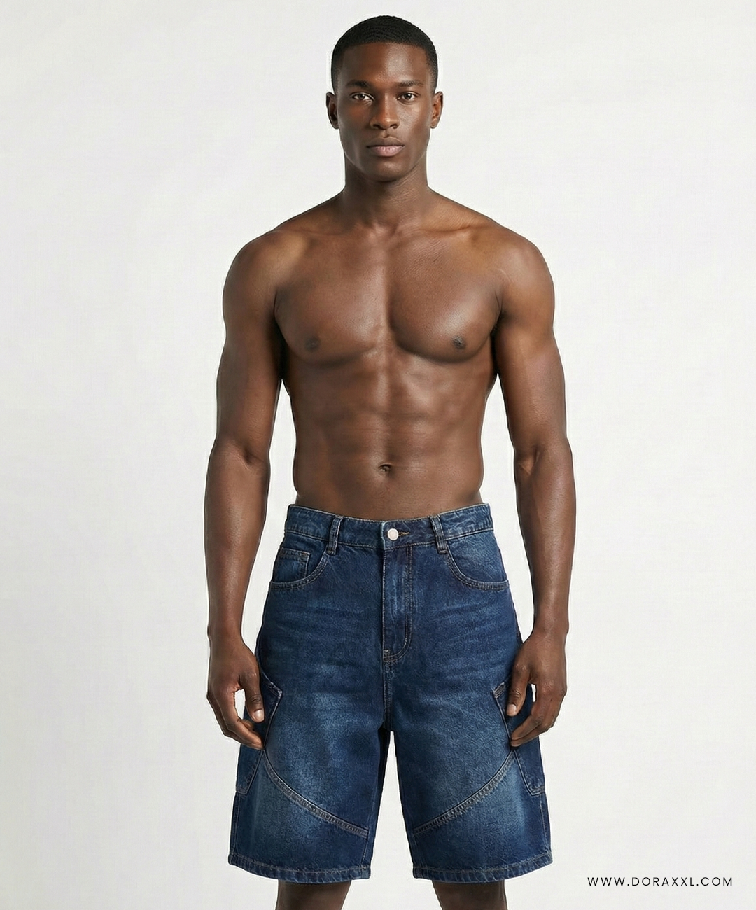 Relaxed Fit Washed Denim Short