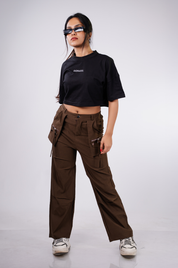 Multi-Pocket Flare Cargo Pants