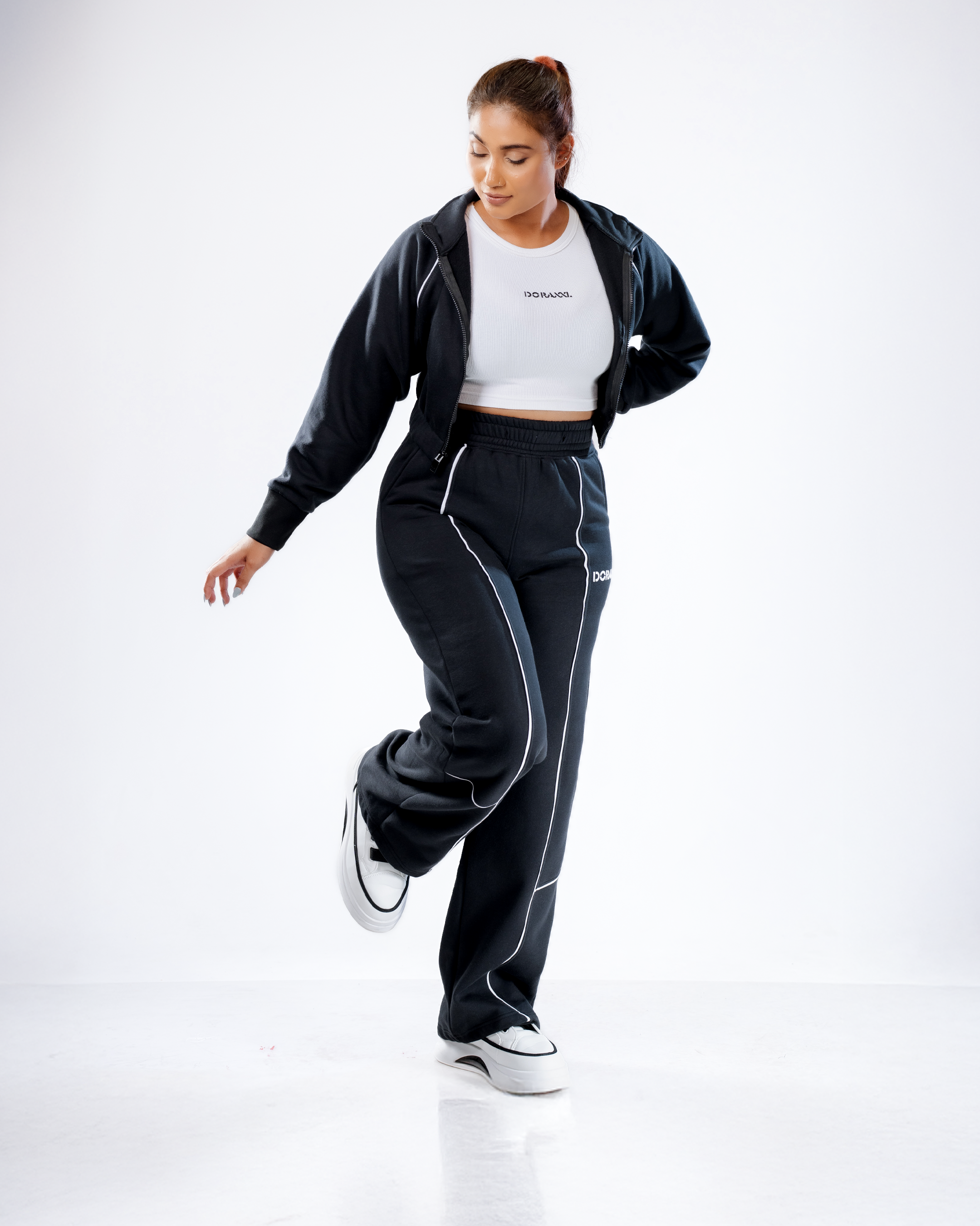 Urban Flex Piped Black Co-ord Set