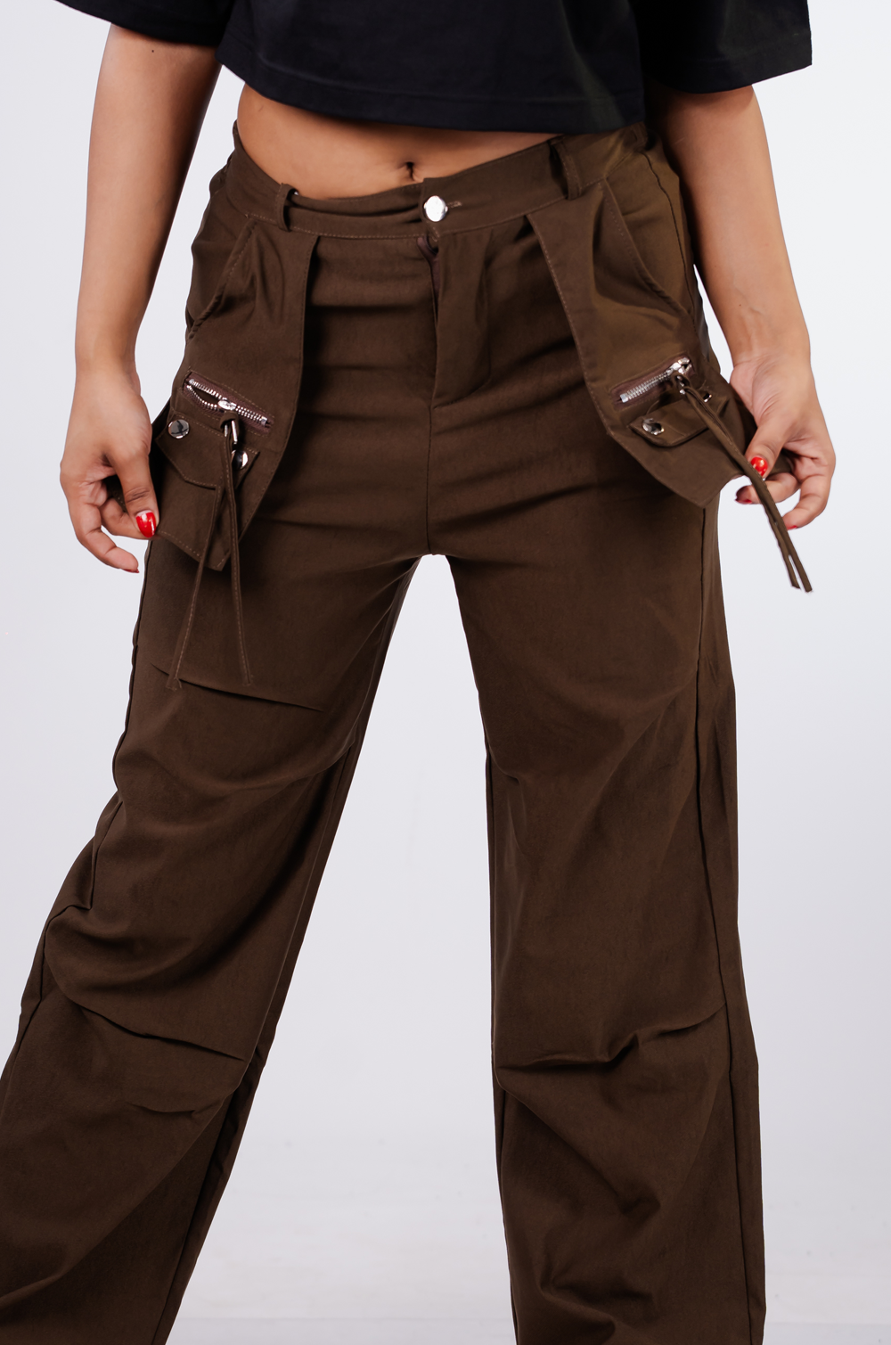 Multi-Pocket Flare Cargo Pants
