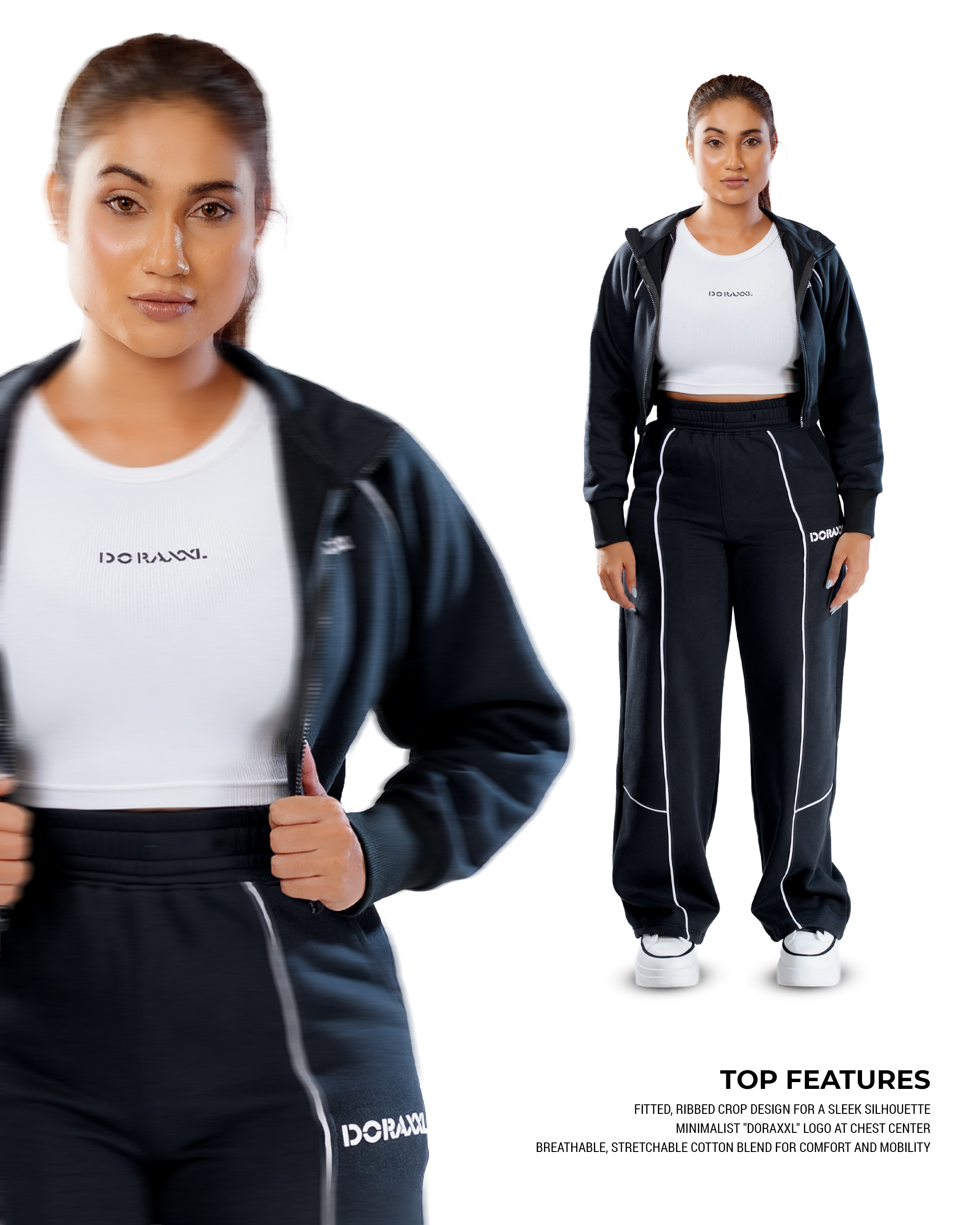 Urban Flex Piped Black Co-ord Set